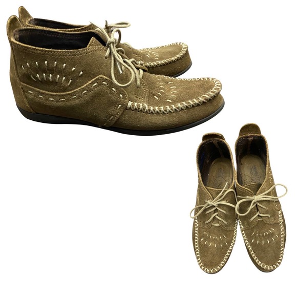 Vintage Minnetonka Lace Up Moccasin Ankle Boots Rubber Soles / Women’s 7 - Picture 1 of 6
